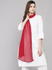 Women's Plain Chiffon Dupatta With Border Lace (Maroon)