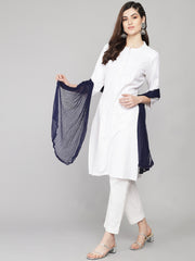 The 100% Nazmin Chiffon Casual Dupatta for Fashionable Women (Navy Blue)