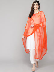 The 100% Nazmin Chiffon Casual Dupatta for Fashionable Women (Orange)