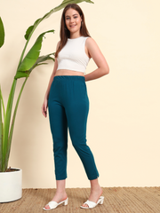 Thread Plus Stretchable Premium Pants with 2 Side Pockets Petrol Blue