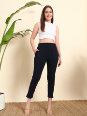 Thread Plus Stretchable Premium Pants with 2 Side Pockets Navy Blue