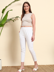 Thread Plus Stretchable Premium Pants with 2 Side Pockets White