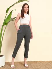 Thread Plus Stretchable Premium Pants with 2 Side Pockets Dark Grey