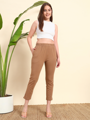 Thread Plus Stretchable Premium Pants with 2 Side Pockets Dark Beige