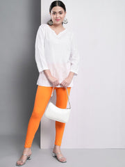 Women's Skinny Fit Ethnic Wear Ankle Length Leggings Orange