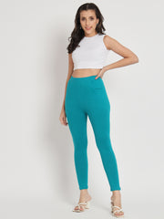 Thread Plus D Pocket Stretchable Solid Cotton Pants for Sea Blue