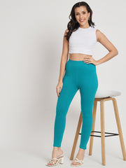 Thread Plus D Pocket Stretchable Solid Cotton Pants for Sea Blue