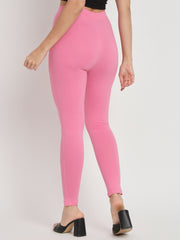 Thread Plus D Pocket Stretchable Solid Cotton Pants for Rose Pink