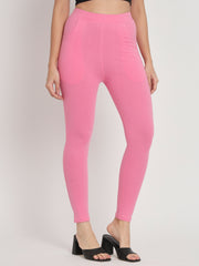 Thread Plus D Pocket Stretchable Solid Cotton Pants for Rose Pink