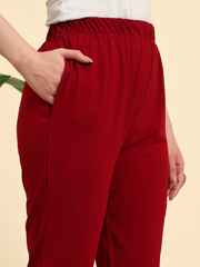 Thread Plus Stretchable Premium Pants with 2 Side Pockets Maroon