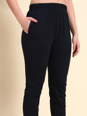 Thread Plus Stretchable Premium Pants with 2 Side Pockets Navy Blue
