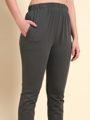 Thread Plus Stretchable Premium Pants with 2 Side Pockets Dark Grey