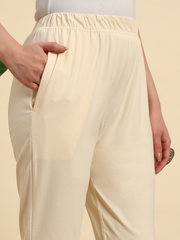 Thread Plus Stretchable Premium Pants with 2 Side Pockets Off White
