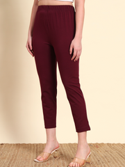 Thread Plus Stretchable Premium Pants with 2 Side Pockets Wine