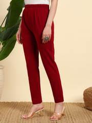 Thread Plus Stretchable Premium Pants with 2 Side Pockets Maroon
