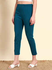 Thread Plus Stretchable Premium Pants with 2 Side Pockets Petrol Blue