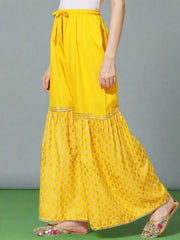 Women's Rayon Relaxed Flared Sharara (Mango Yellow)