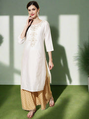 Women's Rayon Relaxed Flared Sharara (Beige)