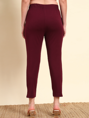 Thread Plus Stretchable Premium Pants with 2 Side Pockets Wine