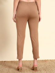 Thread Plus Stretchable Premium Pants with 2 Side Pockets Dark Beige