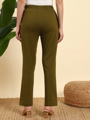 Thread Plus Stretchable Premium Pants with 2 Side Pockets Dark Olive