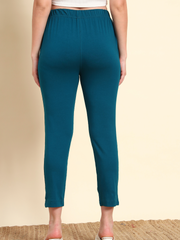 Thread Plus Stretchable Premium Pants with 2 Side Pockets Petrol Blue