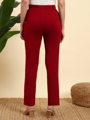Thread Plus Stretchable Premium Pants with 2 Side Pockets Maroon