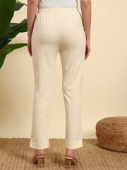 Thread Plus Stretchable Premium Pants with 2 Side Pockets Off White