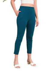 Thread Plus Stretchable Premium Pants with 2 Side Pockets Petrol Blue