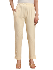 Thread Plus Stretchable Premium Pants with 2 Side Pockets Off White