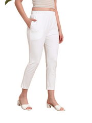 Thread Plus Stretchable Premium Pants with 2 Side Pockets White