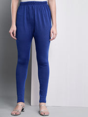 Soft Colors Woolen Raisin Leggings for Women Royal Blue