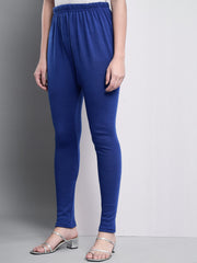 Soft Colors Woolen Raisin Leggings for Women Royal Blue