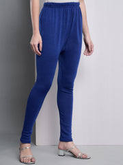 Soft Colors Woolen Raisin Leggings for Women Royal Blue