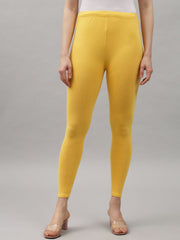 Women's Skinny Fit Ethnic Wear Ankle Length Leggings Mango Yellow