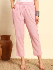 Thread Plus Slub Cotton Hand Block Kurti Set Of 3 Without Sleeves With Malmal Dupatta Baby Pink