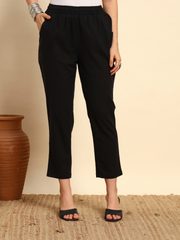 Thread Plus Slub Cotton Hand Block Kurti Set Of 3 Without Sleeves With Malmal Dupatta Black
