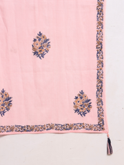 Thread Plus Slub Cotton Hand Block Kurti Set Of 3 Without Sleeves With Malmal Dupatta Baby Pink