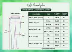 Thread Plus Ankle Length Super Stretchable Solid Cotton Leggings For Women Rama Green
