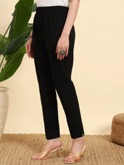 Thread Plus Stretchable Premium Pants with 2 Side Pockets Black