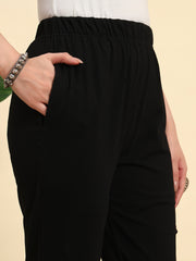 Thread Plus Stretchable Premium Pants with 2 Side Pockets Black
