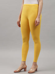 Women's Skinny Fit Ethnic Wear Ankle Length Leggings Mango Yellow