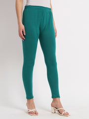 Soft Colors Woolen Raisin Leggings for Women Green