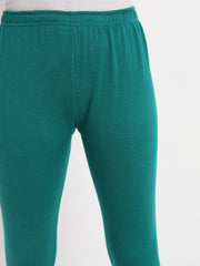 Soft Colors Woolen Raisin Leggings for Women Green