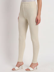 Soft Colors Woolen Raisin Leggings for Women Cream