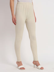 Soft Colors Woolen Raisin Leggings for Women Cream