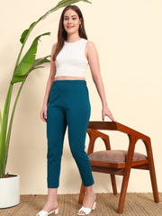 Thread Plus Stretchable Premium Pants with 2 Side Pockets Petrol Blue