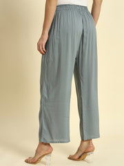 Thread Plus Relaxed Fit Palazzo For Women Light Grey