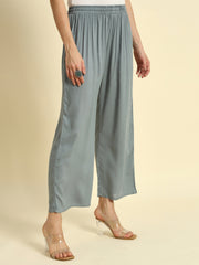 Thread Plus Relaxed Fit Palazzo For Women Light Grey