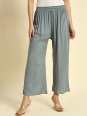 Thread Plus Relaxed Fit Palazzo For Women Light Grey